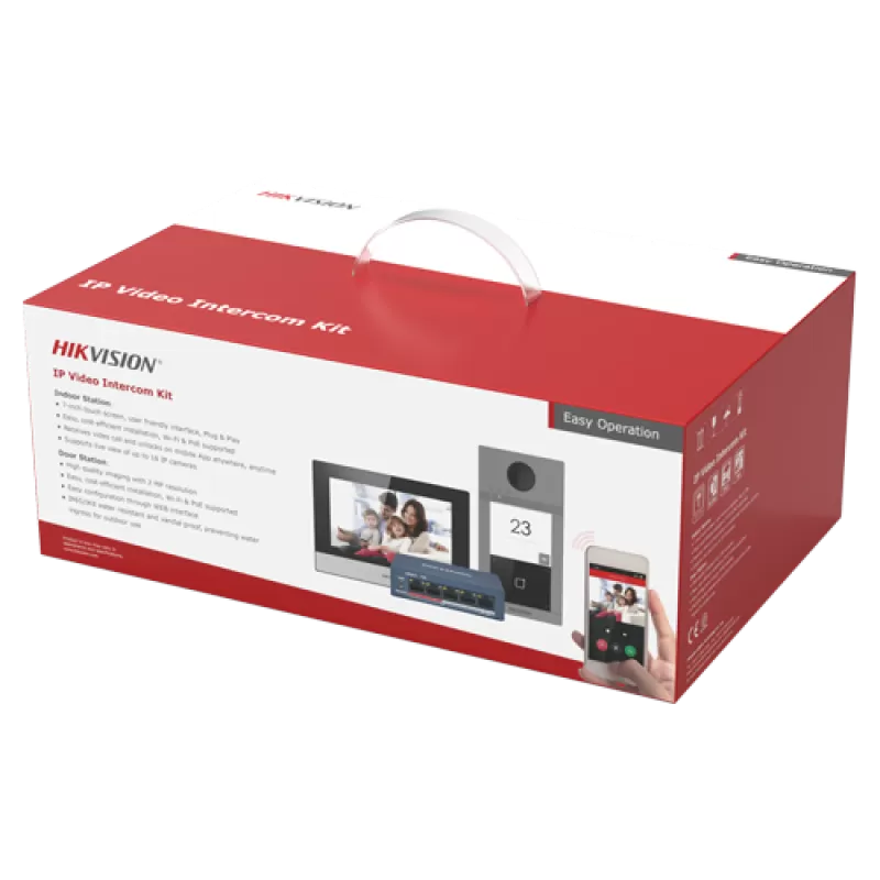 KIT videointerfon pentru o familie, Wi-Fi 2.4Ghz, monitor 7 inch - HIKVISION DS-KIS604-S - imagine 2