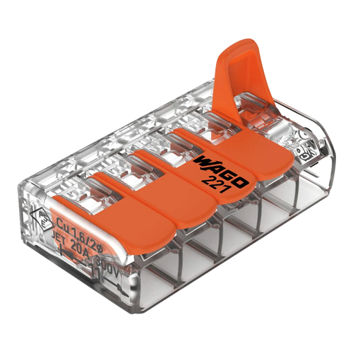221-415_1 Conector derivatie 5 fire, max. 4 mm² (25 buc.) - WAGO 221-415 - imagine 1