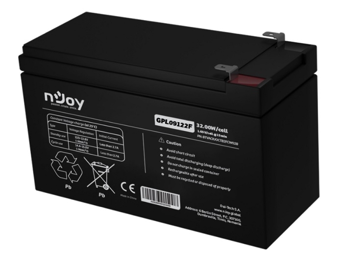 GPL09122F_202512463342213356.jpg ACUMULATOR UPS, 12V, 9A, VRLA AGM, LONG LIFE - imagine 1
