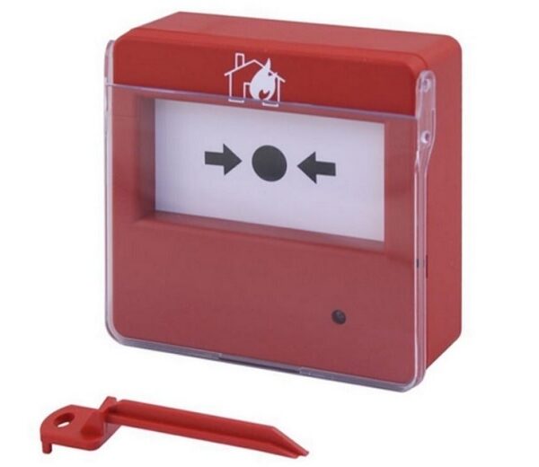 BUTON DE INCENDIU ROSU, CU LED DE STARE