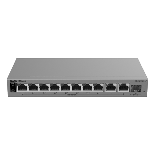 img47644large.png Switch L2, 10 x RJ45 1G (8 x PoE+), 1 x SFP 1G, Putere PoE 70W, Cloud Management - Ruijie Reyee RG-ES211GS-LP - imagine 1