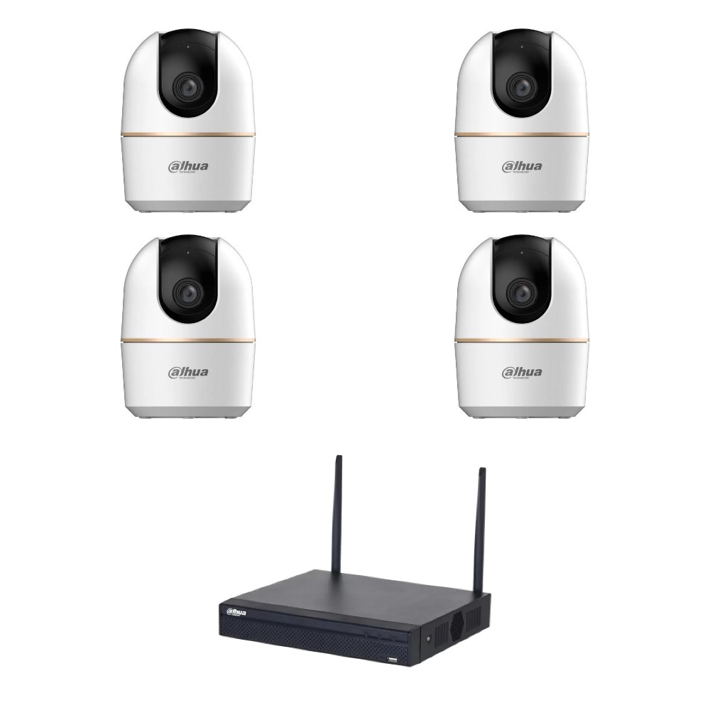 Kit 4 cam Dahua Wi-Fi, 2 buc 4MP, 2buc 2MP, NVR