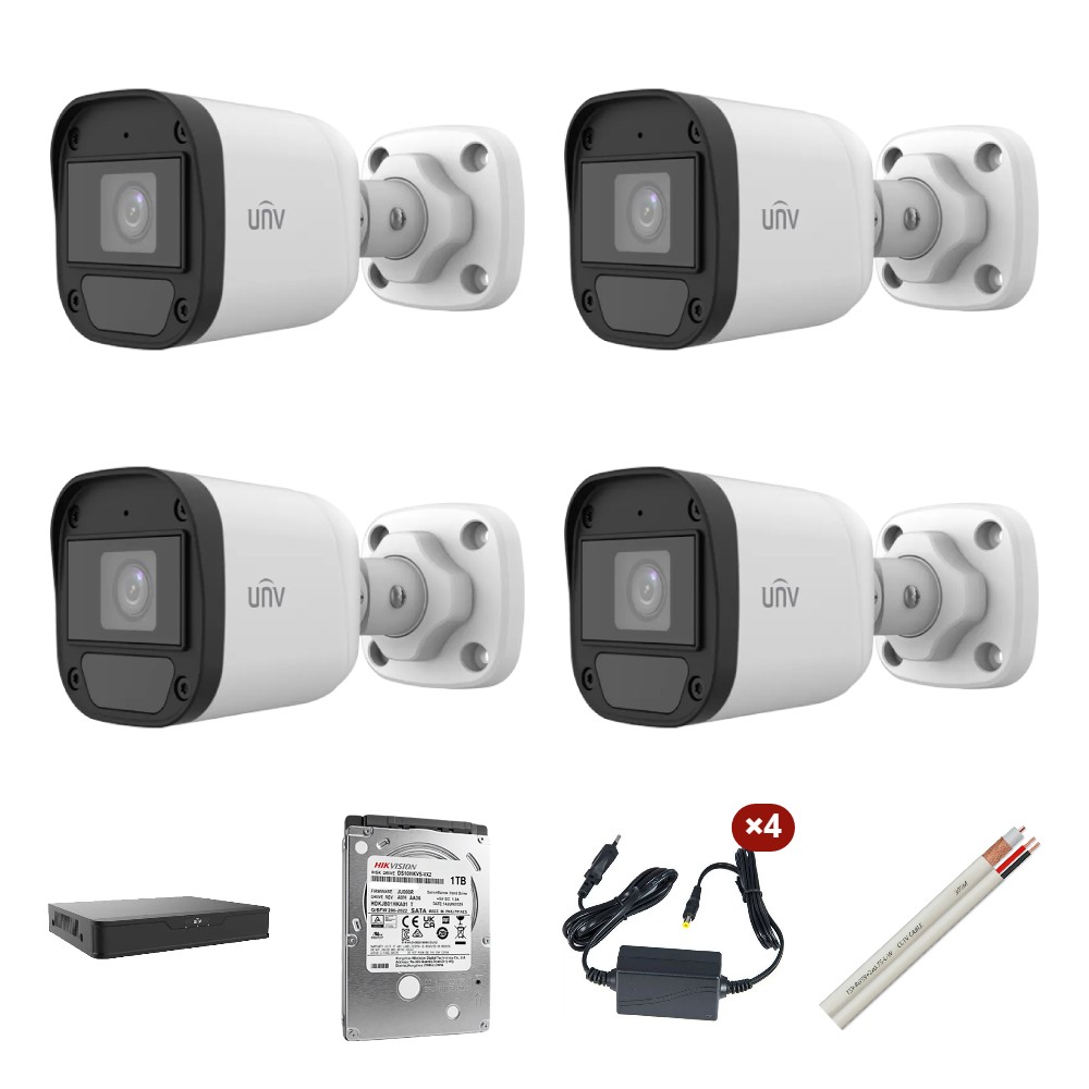 Kit supraveghere video 4 camere + audio 5 MP exterior