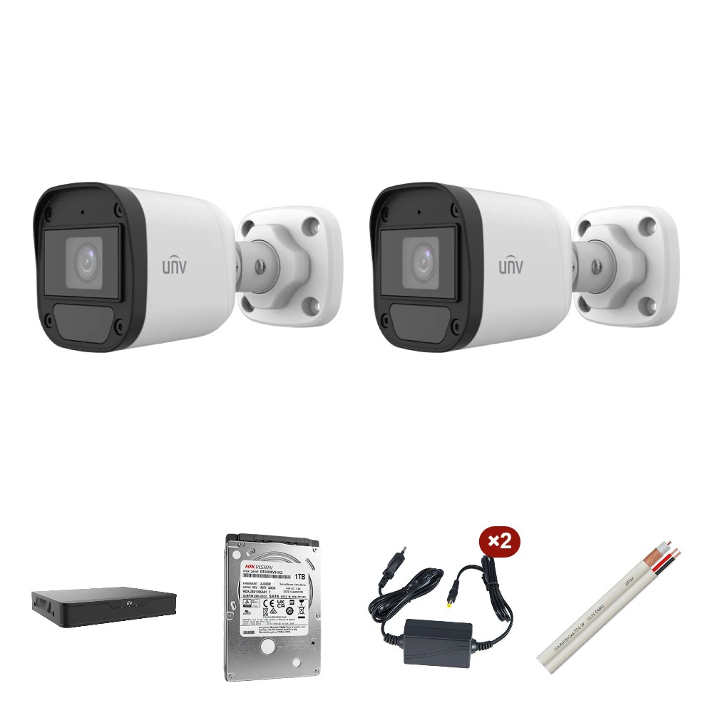 Kit supraveghere video 2 camere + audio 5 MP exterior