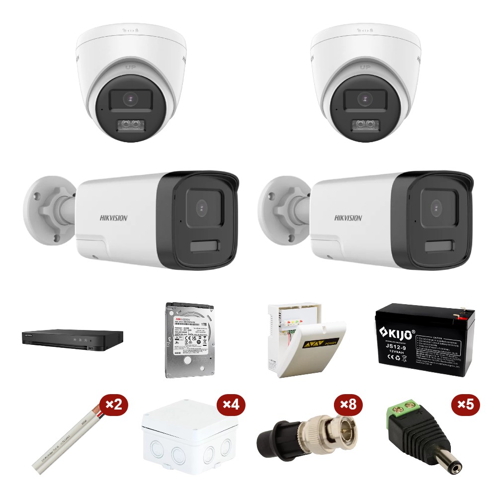 Kit supraveghere 4 cam 8 MP, 2 int ,2 ext , FULL